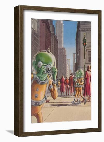 Aliens in the City-null-Framed Art Print