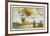 Alighting from an Airship by Parachute-Jean Marc Cote-Framed Premium Giclee Print