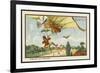 Alighting from an Airship by Parachute-Jean Marc Cote-Framed Premium Giclee Print