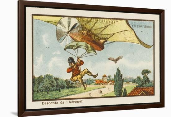 Alighting from an Airship by Parachute-Jean Marc Cote-Framed Art Print