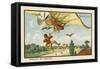 Alighting from an Airship by Parachute-Jean Marc Cote-Framed Stretched Canvas