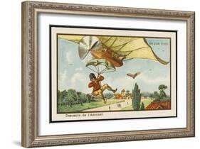 Alighting from an Airship by Parachute-Jean Marc Cote-Framed Art Print