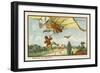 Alighting from an Airship by Parachute-Jean Marc Cote-Framed Art Print