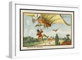 Alighting from an Airship by Parachute-Jean Marc Cote-Framed Art Print