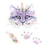 Ethno Cat Watercolor-Alina Shtefuriak-Mounted Art Print