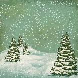 Vintage Postcard with Christmas Trees, Snow (Jpeg Version)-Alkestida-Framed Premium Giclee Print