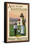 Alki Point Lighthouse, Seattle, Washington-Lantern Press-Framed Stretched Canvas