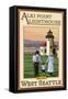 Alki Point Lighthouse, Seattle, Washington-Lantern Press-Framed Stretched Canvas