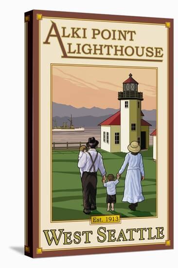 Alki Point Lighthouse, Seattle, Washington-Lantern Press-Stretched Canvas