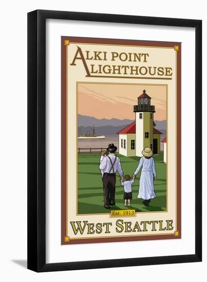 Alki Point Lighthouse, Seattle, Washington-Lantern Press-Framed Art Print