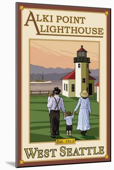 Alki Point Lighthouse, Seattle, Washington-Lantern Press-Mounted Art Print