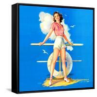 "All Aboard" Retro Pin-Up by Jules Erbit-Piddix-Framed Stretched Canvas