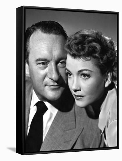 ALL ABOUT EVE, 1950 DIRECTED JOSEPH L. MANKIEWICZ with George Sanders / Anne Baxter (b/w photo)-null-Framed Stretched Canvas