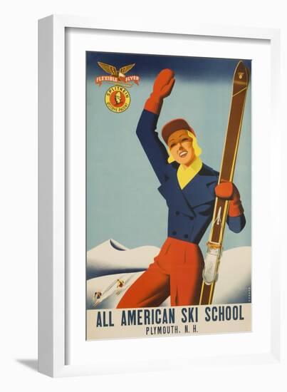 All American Ski School Travel Poster-null-Framed Giclee Print