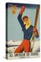 All American Ski School Travel Poster-null-Stretched Canvas