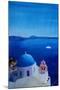 All Blue Santorini Oia Greece With Cruise Ship-Markus Bleichner-Mounted Art Print