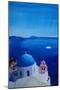 All Blue Santorini Oia Greece With Cruise Ship-Markus Bleichner-Mounted Art Print