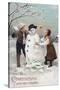 All Christmas Joy Be Yours Kids Making Snowman Scene-Lantern Press-Stretched Canvas