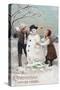 All Christmas Joy Be Yours Kids Making Snowman Scene-Lantern Press-Stretched Canvas