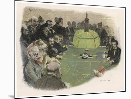 All Eyes are on the Green Table in a Monte Carlo Casino-E. Rosenstand-Mounted Art Print