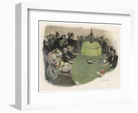 All Eyes are on the Green Table in a Monte Carlo Casino-E. Rosenstand-Framed Art Print