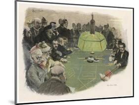 All Eyes are on the Green Table in a Monte Carlo Casino-E. Rosenstand-Mounted Art Print