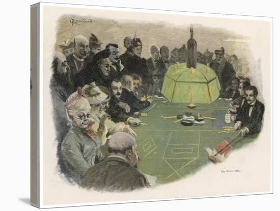 All Eyes are on the Green Table in a Monte Carlo Casino-E. Rosenstand-Stretched Canvas