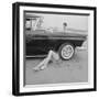 All-Girl "Dragettes" Hotrod Club Working on Car Engine with Children, Kansas City, Kansas, 1959-Francis Miller-Framed Premium Photographic Print