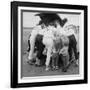 All-Girl "Dragettes" Hotrod Club Working on Car Engine with Children, Kansas City, Kansas, 1959-Francis Miller-Framed Photographic Print