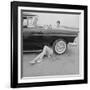 All-Girl "Dragettes" Hotrod Club Working on Car Engine with Children, Kansas City, Kansas, 1959-Francis Miller-Framed Photographic Print