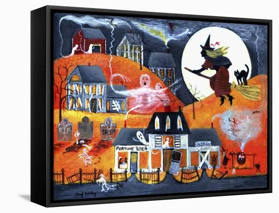 All Hallows Eve Halloween Witch and Fortuneteller-Cheryl Bartley-Framed Stretched Canvas