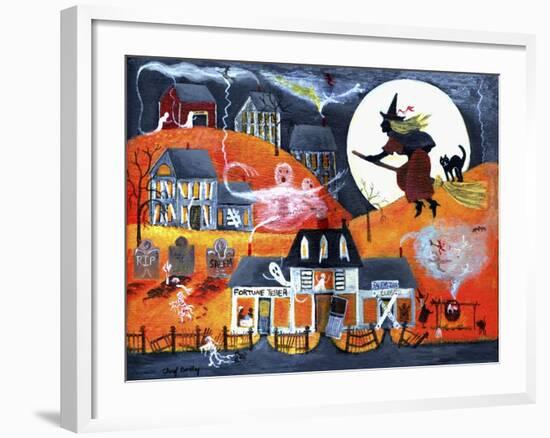 All Hallows Eve Halloween Witch and Fortuneteller-Cheryl Bartley-Framed Giclee Print