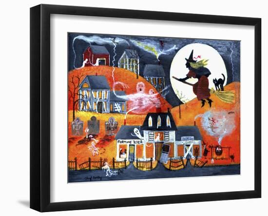 All Hallows Eve Halloween Witch and Fortuneteller-Cheryl Bartley-Framed Giclee Print