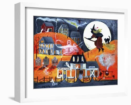 All Hallows Eve Halloween Witch and Fortuneteller-Cheryl Bartley-Framed Giclee Print