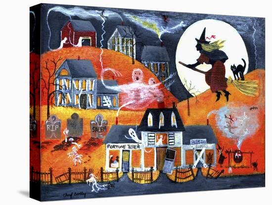 All Hallows Eve Halloween Witch and Fortuneteller-Cheryl Bartley-Stretched Canvas