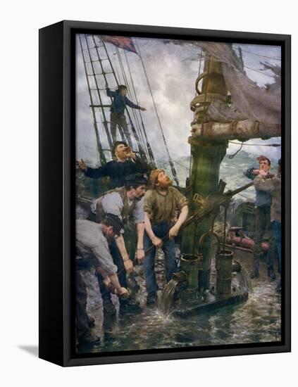 All Hands to the Pumps, 1888-1889-Henry Scott Tuke-Framed Stretched Canvas
