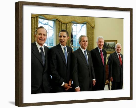 All Living Presidents and President-elect Barack Obama, January 7, 2009-null-Framed Photographic Print