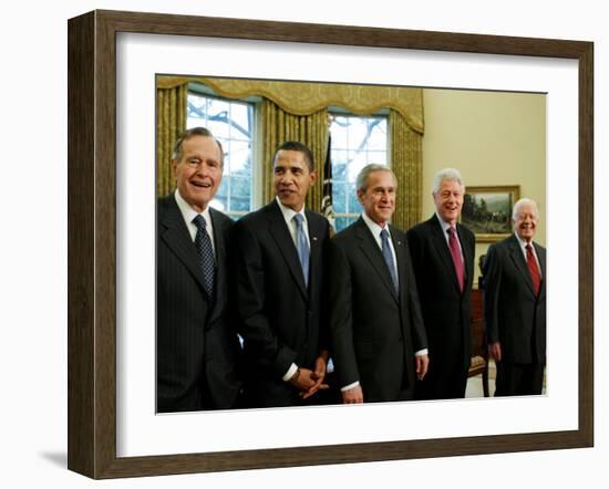 All Living Presidents and President-elect Barack Obama, January 7, 2009-null-Framed Photographic Print