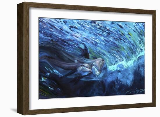 All My Waves Mother and Baby Bottlenose Dolphin-Lucy P. McTier-Framed Giclee Print