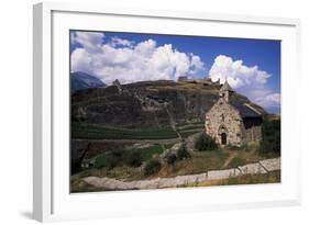 All Saints Chapel, 1325, with Ruins of Tourbillon Episcopal Castle in the Background-null-Framed Giclee Print