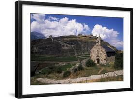 All Saints Chapel, 1325, with Ruins of Tourbillon Episcopal Castle in the Background-null-Framed Giclee Print