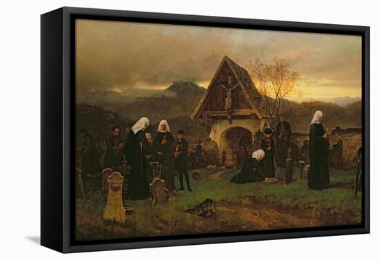 All Soul's Day in the Cemetery-Ludwig Friedrich Wilhelm Riefstahl-Framed Stretched Canvas