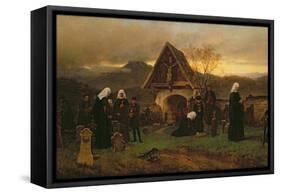All Soul's Day in the Cemetery-Ludwig Friedrich Wilhelm Riefstahl-Framed Stretched Canvas