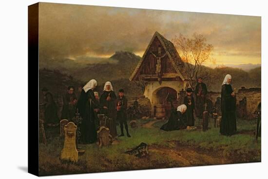 All Soul's Day in the Cemetery-Ludwig Friedrich Wilhelm Riefstahl-Stretched Canvas