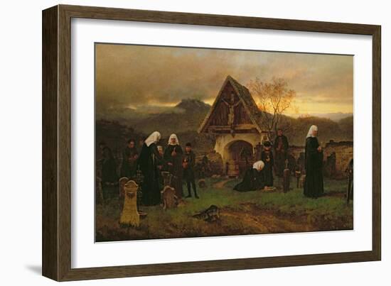 All Soul's Day in the Cemetery-Ludwig Friedrich Wilhelm Riefstahl-Framed Giclee Print