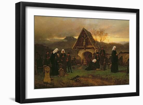 All Soul's Day in the Cemetery-Ludwig Friedrich Wilhelm Riefstahl-Framed Giclee Print