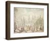 All Souls College, Oxford or Radcliffe Square, Oxford, 19th Century-Thomas Rowlandson-Framed Giclee Print