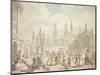 All Souls College, Oxford or Radcliffe Square, Oxford, 19th Century-Thomas Rowlandson-Mounted Giclee Print