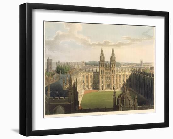 All Souls College, Ttop of Radcliffe Library, History of Oxford, Engraved by J. Bluck-Augustus Charles Pugin-Framed Giclee Print