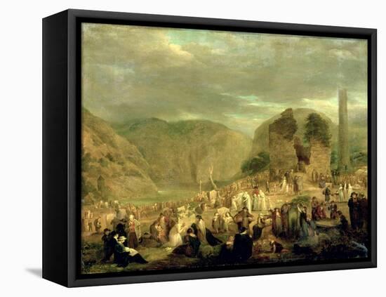 All Souls' Day in the Churchyard at Glendalough-Joseph Peacock-Framed Stretched Canvas